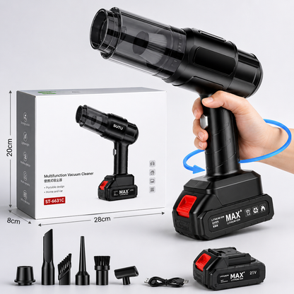 Aspirator si Suflanta Portabil 5in1 cu 2 Acumulatori Putere 150W